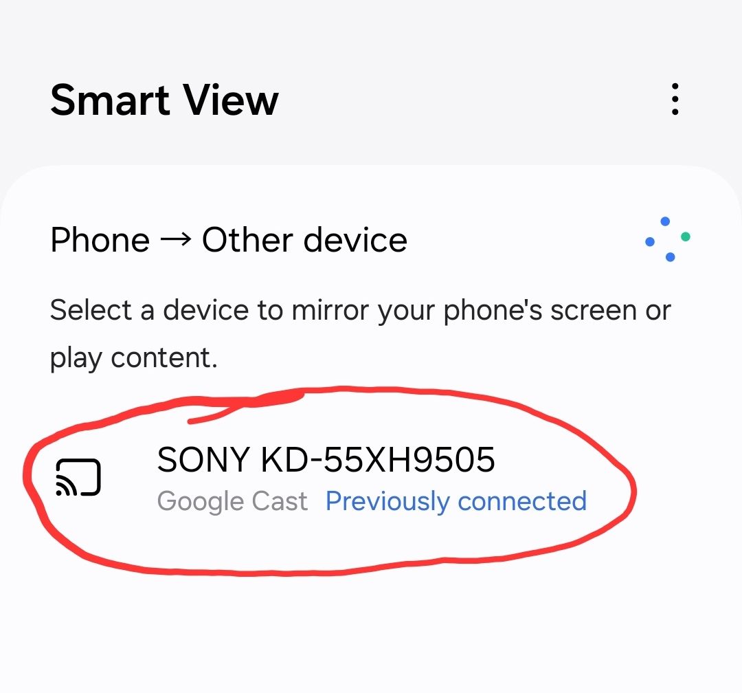 Sony Bravia X95H screen mirror not working from Samsung Smart View ...